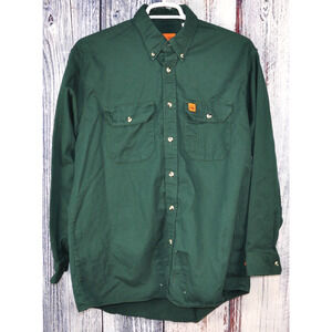 Wrangler Riggs Flame Resistant Shirt Men's L Green Long Sleeve CAT2 8.5 CAL